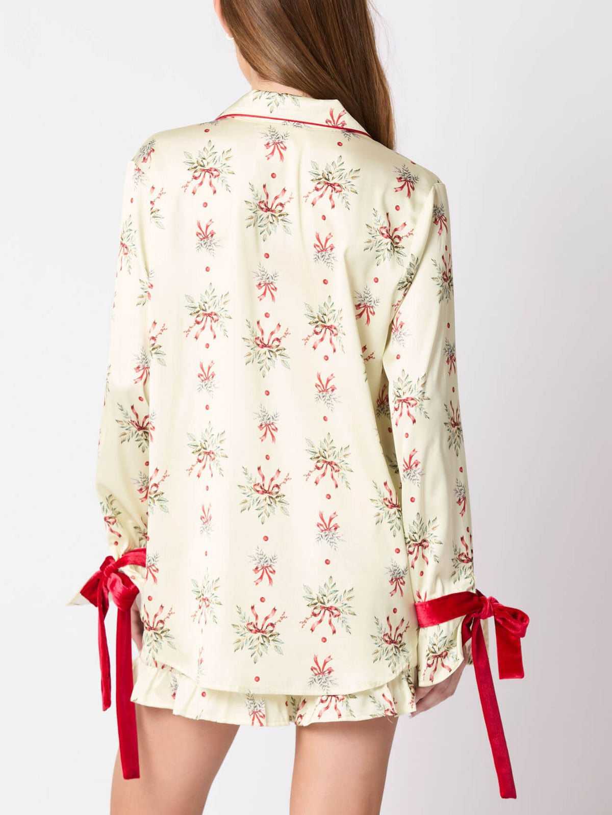 Feestelijke Maretak Print Vlinderdas Pyjama Set