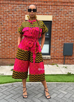 Keyshia Ankara Culotte Jumpsuit | Pink African Print Cropped Jumpsuit