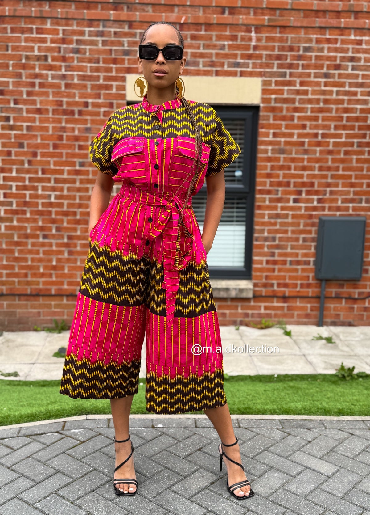 Keyshia Ankara Culotte Jumpsuit | Pink African Print Cropped Jumpsuit