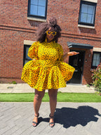 Oneil Mini Dress | Yellow Polkda Dot Mini Dress