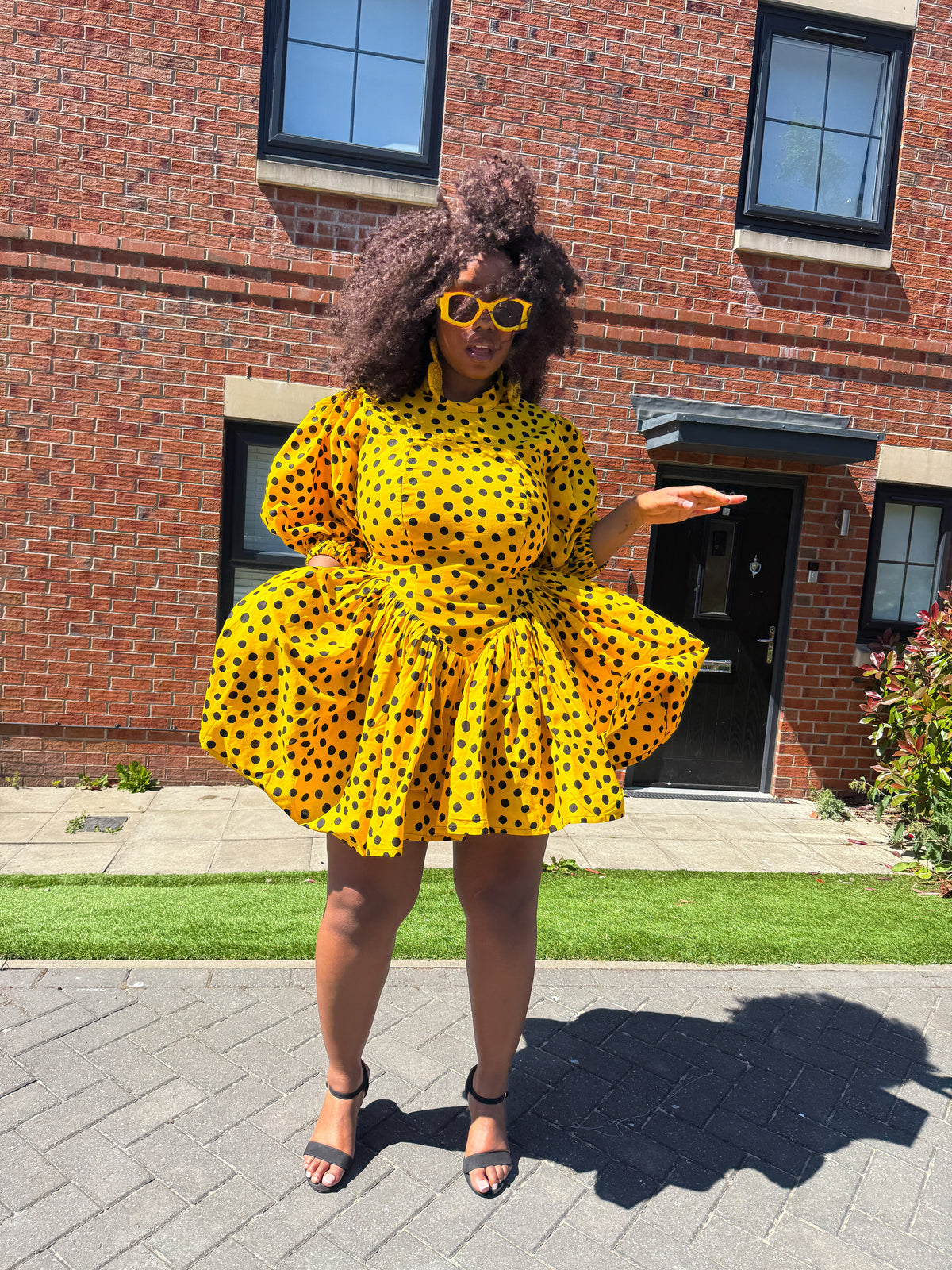 Oneil Mini Dress | Yellow Polkda Dot Mini Dress