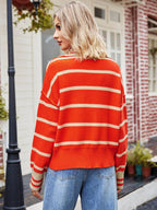 Modieuze gestreepte patchwork trui