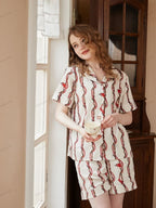 Loungewear-set met drakenkopketenprint en korte mouwen