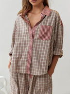 Roze pyjamaset met losse splitten
