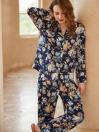 Begonia pyjama-loungekledingset met lange mouwen en bloemenprint