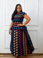 Meerlagige Afrikaanse print peplum maxi-jurk