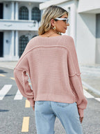 V-hals effen kleur off-shoulder gebreide trui