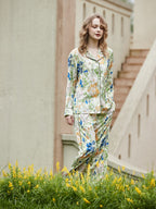 Morning Glory en Lily patroon vest pyjamaset met lange mouwen