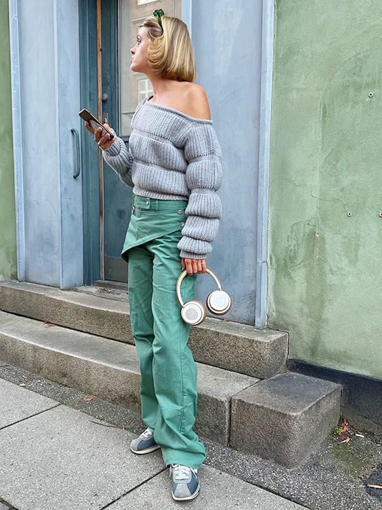 Street Style Lantaarn Mouw Crop Trui