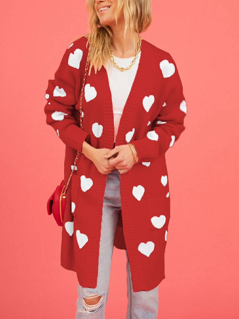 Hart gebreid vest