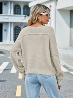 V-hals effen kleur off-shoulder gebreide trui