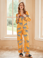Zebra Print Lange Mouwen Loungewear Set - Geel
