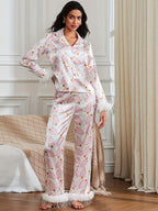 Kerstboomprint Satijnen Pyjama Set