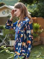 Schattige Cartoon Dierenprint Lange Mouwen Pyjama Set