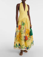 Bloemenprint halter maxi-jurk