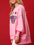 Sweatshirt met notenkraker van Franse badstof met pailletten