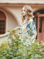 Morning Glory en Lily patroon vest pyjamaset met lange mouwen
