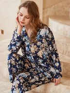 Begonia pyjama-loungekledingset met lange mouwen en bloemenprint