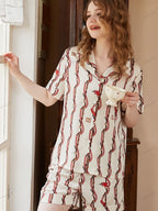 Loungewear-set met drakenkopketenprint en korte mouwen