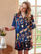 Schattige Cartoon Dierenprint Korte Loungewear Set