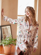 Circus Print IJszijde Lange Mouwen Loungewear Set