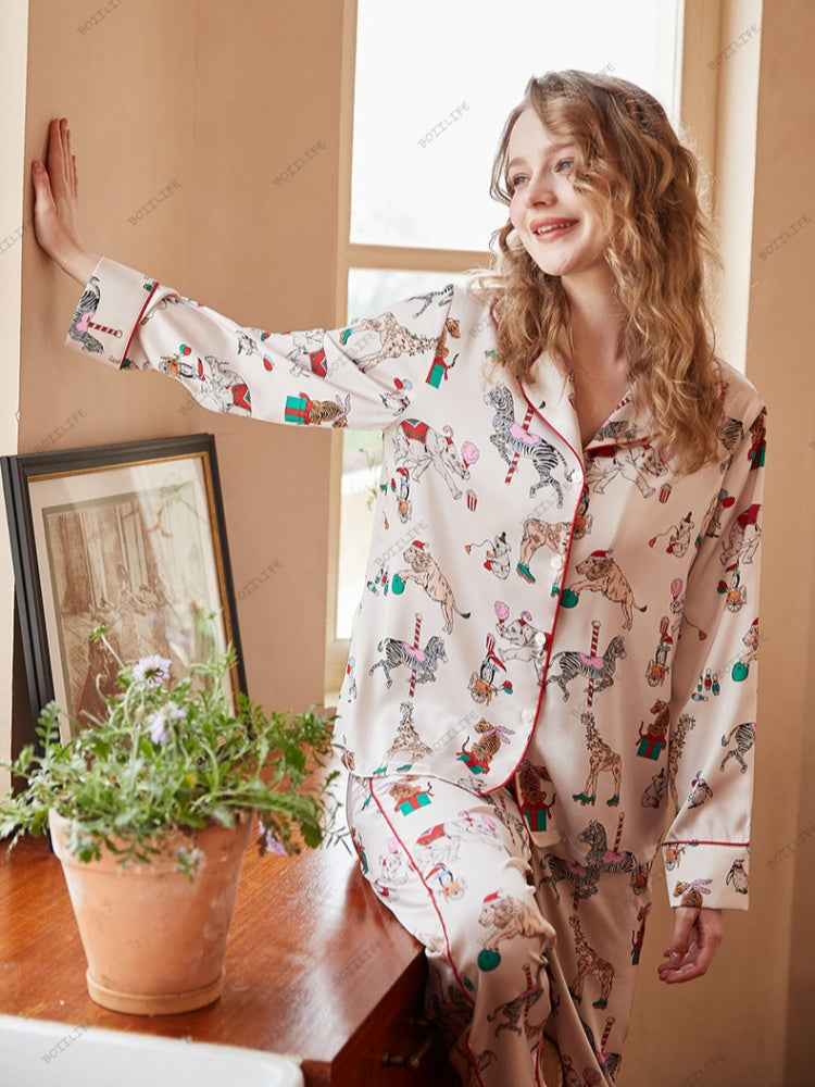 Circus Print IJszijde Pyjama Loungewear Set