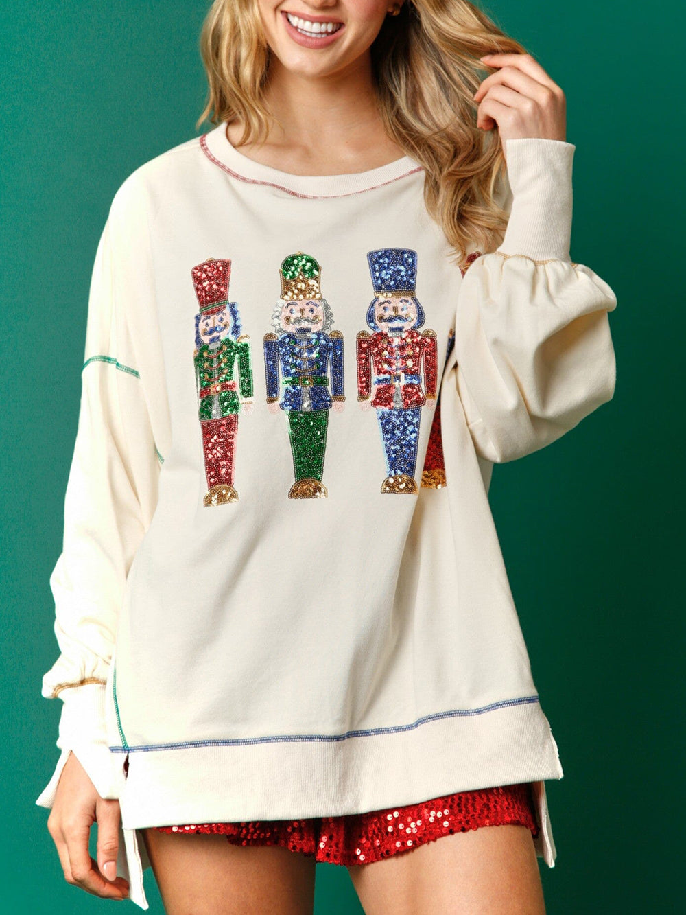 Sweatshirt met notenkraker van Franse badstof met pailletten