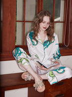 Octopus Print IJszijde Lange Mouwen Loungewear Set - Wit