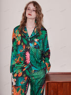 Loungewear-set met lange mouwen van ijszijde met tijger- en apenprint