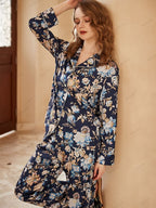 Begonia pyjama-loungekledingset met lange mouwen en bloemenprint