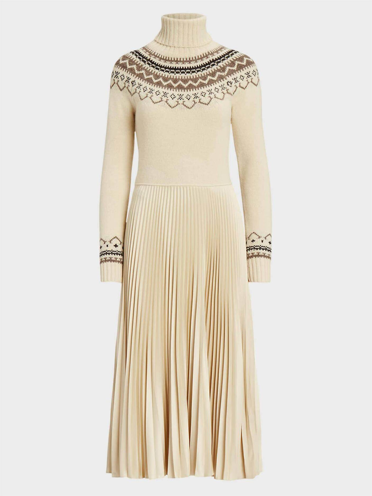 Hybride trui-geplooide coltrui-jurk