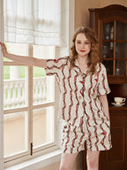 Loungewear-set met drakenkopketenprint en korte mouwen