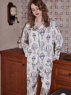 Pyjamaset met lange mouwen en luchtballonprint - Wit