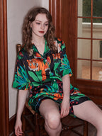 Loungewear-set met korte mouwen van ijszijde met tijger- en apenprint