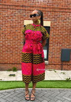 Keyshia Ankara Culotte Jumpsuit | Pink African Print Cropped Jumpsuit