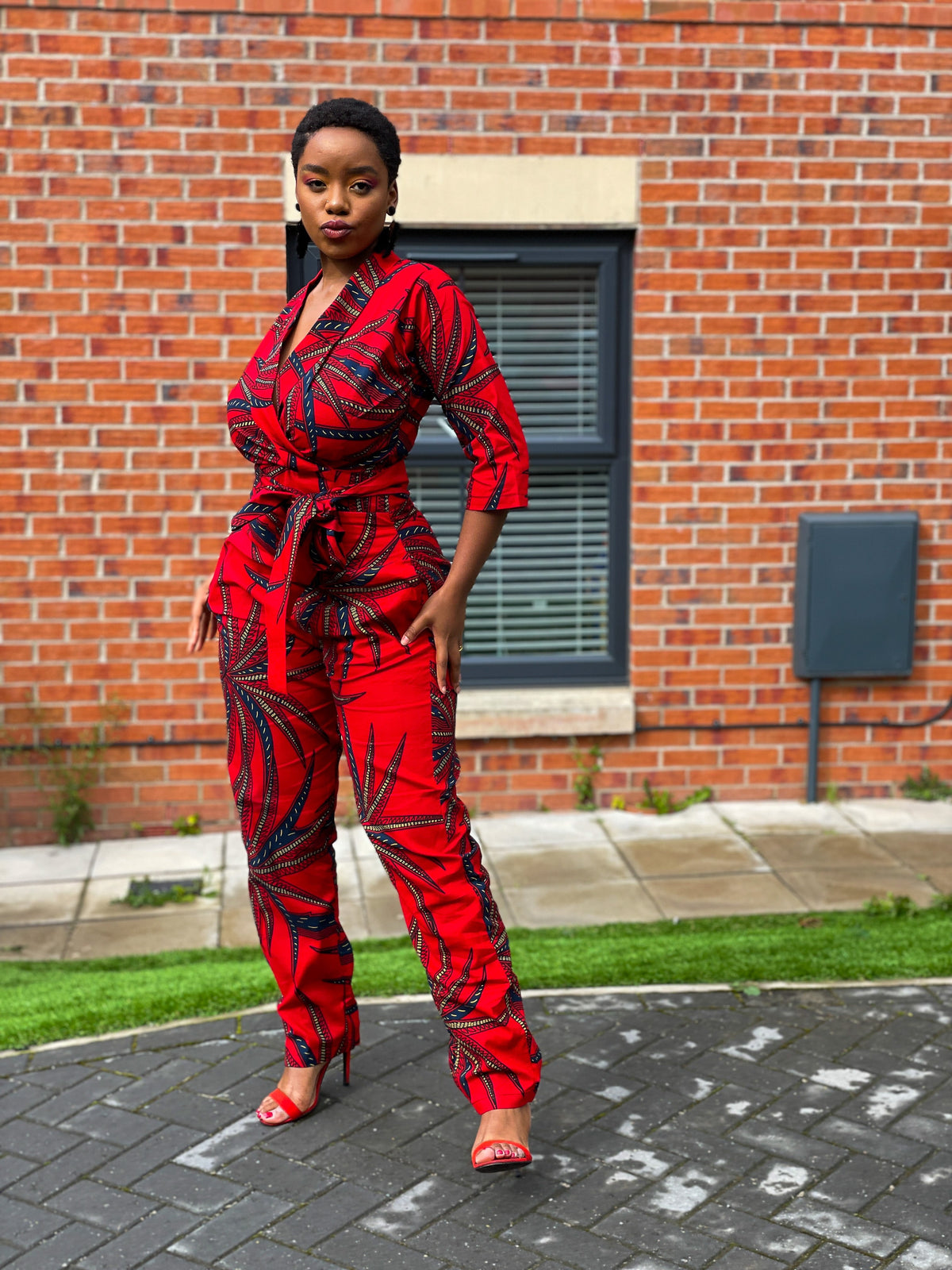 Alda Ankara Jumpsuit | Red African Print