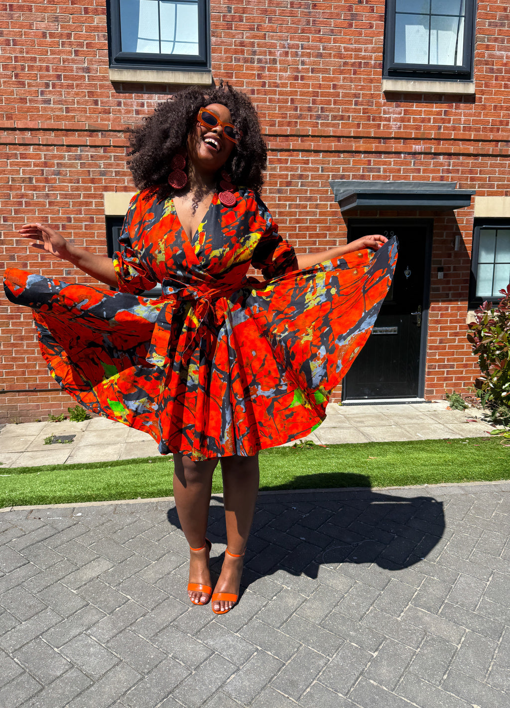Ogechi Ankara Mini Dress | Orange African Print