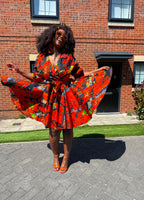 Ogechi Ankara Mini Dress | Orange African Print