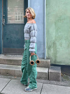 Street Style Lantaarn Mouw Crop Trui