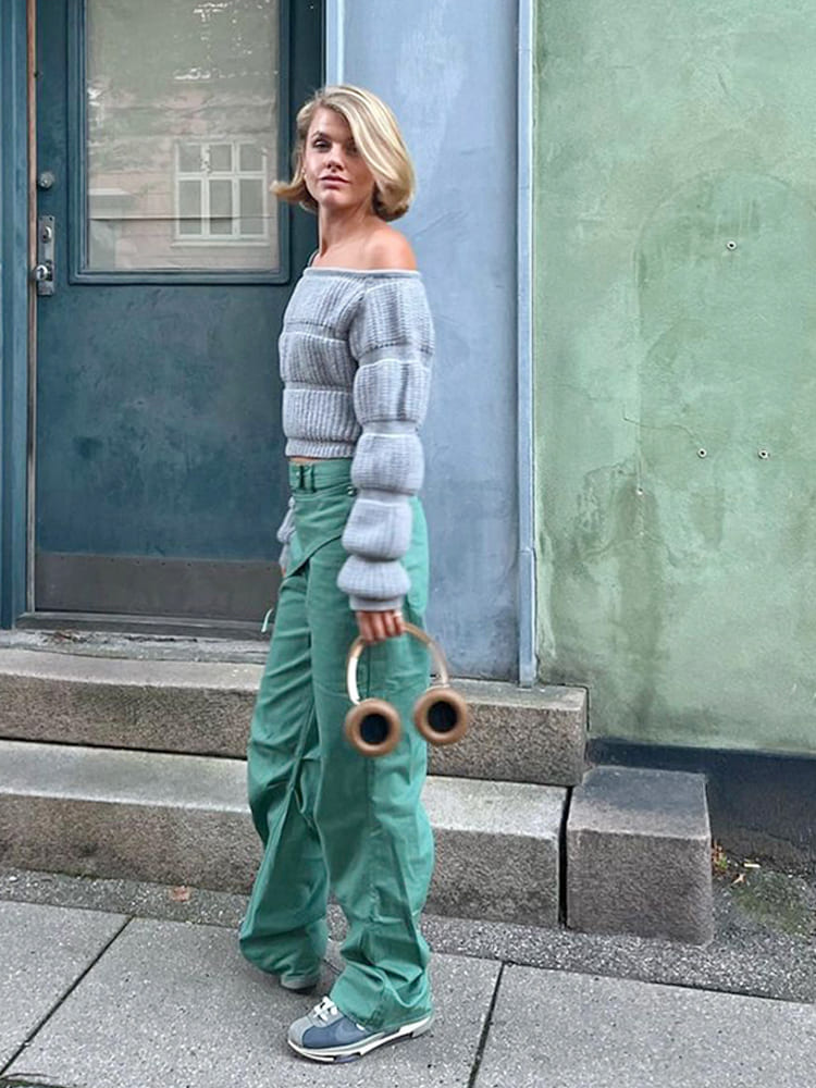 Street Style Lantaarn Mouw Crop Trui