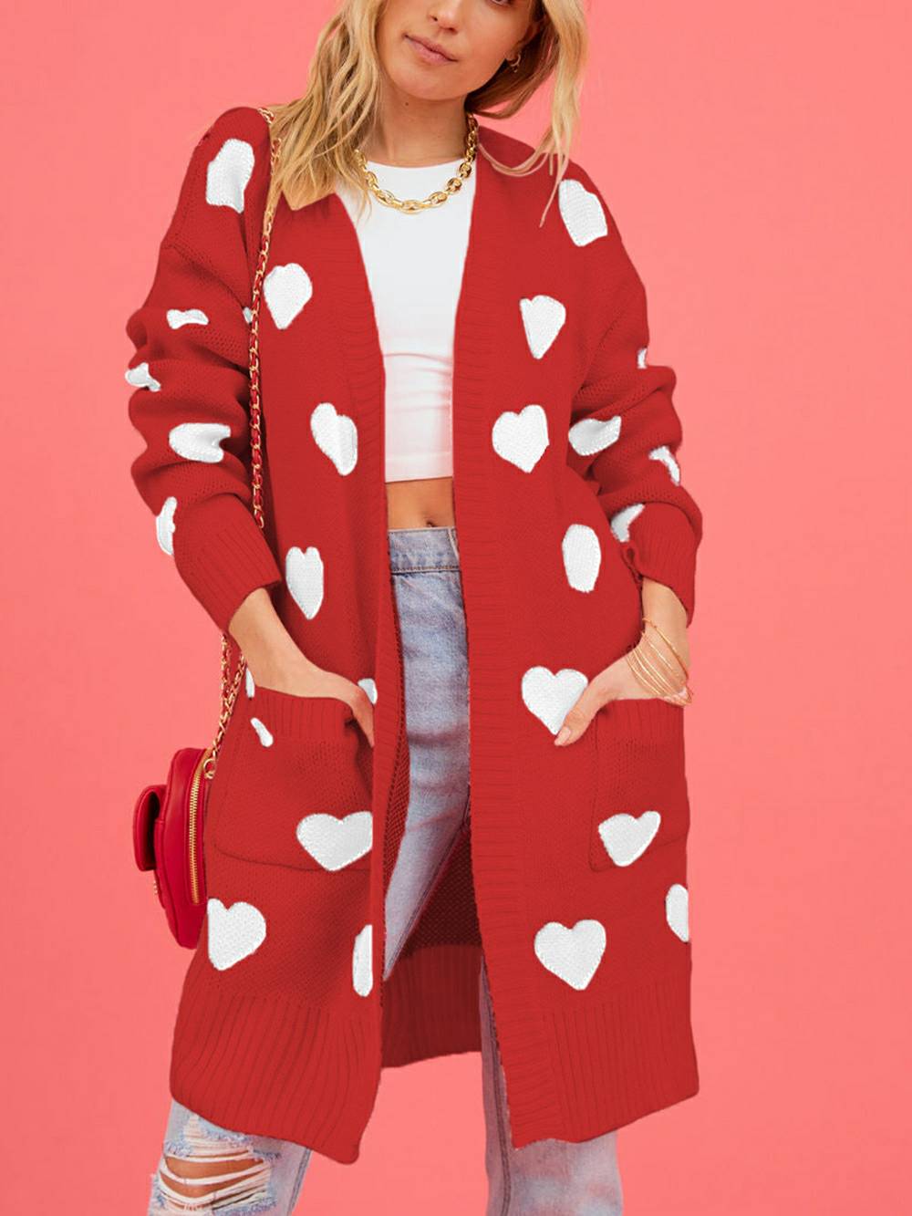 Hart gebreid vest