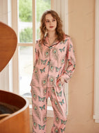 Pyjamaset met lange mouwen en Phoenix-veren en vlinderprint