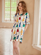 Loungewear-set met korte mouwen van ijszijde met franjepatroon