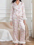 Kerstboomprint Satijnen Pyjama Set