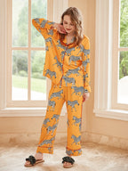 Zebra Print Lange Mouwen Loungewear Set - Geel