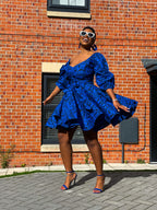 Bianca Ankara Midi Dress | Blue African Print