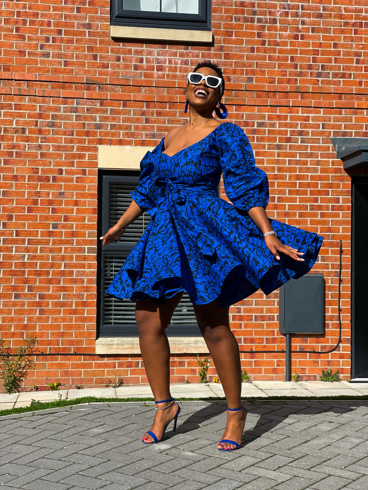 Bianca Ankara Midi Dress | Blue African Print