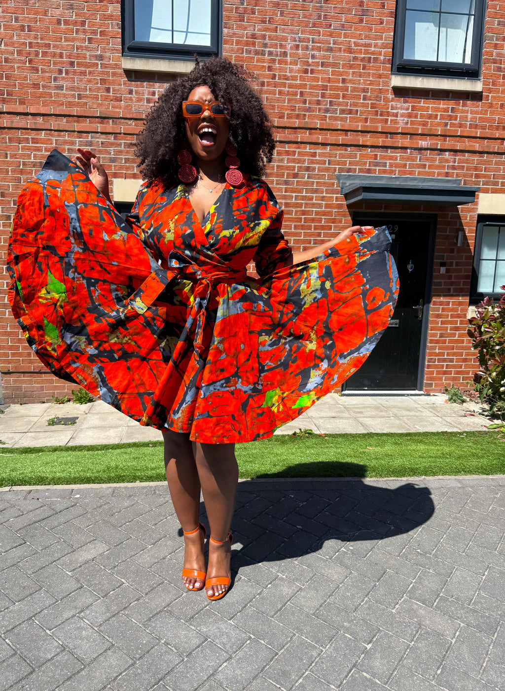 Ogechi Ankara Mini Dress | Orange African Print