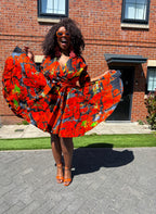 Ogechi Ankara Mini Dress | Orange African Print