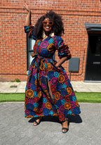 Habibi Ankara Maxi Dress | Multicolor African Print
